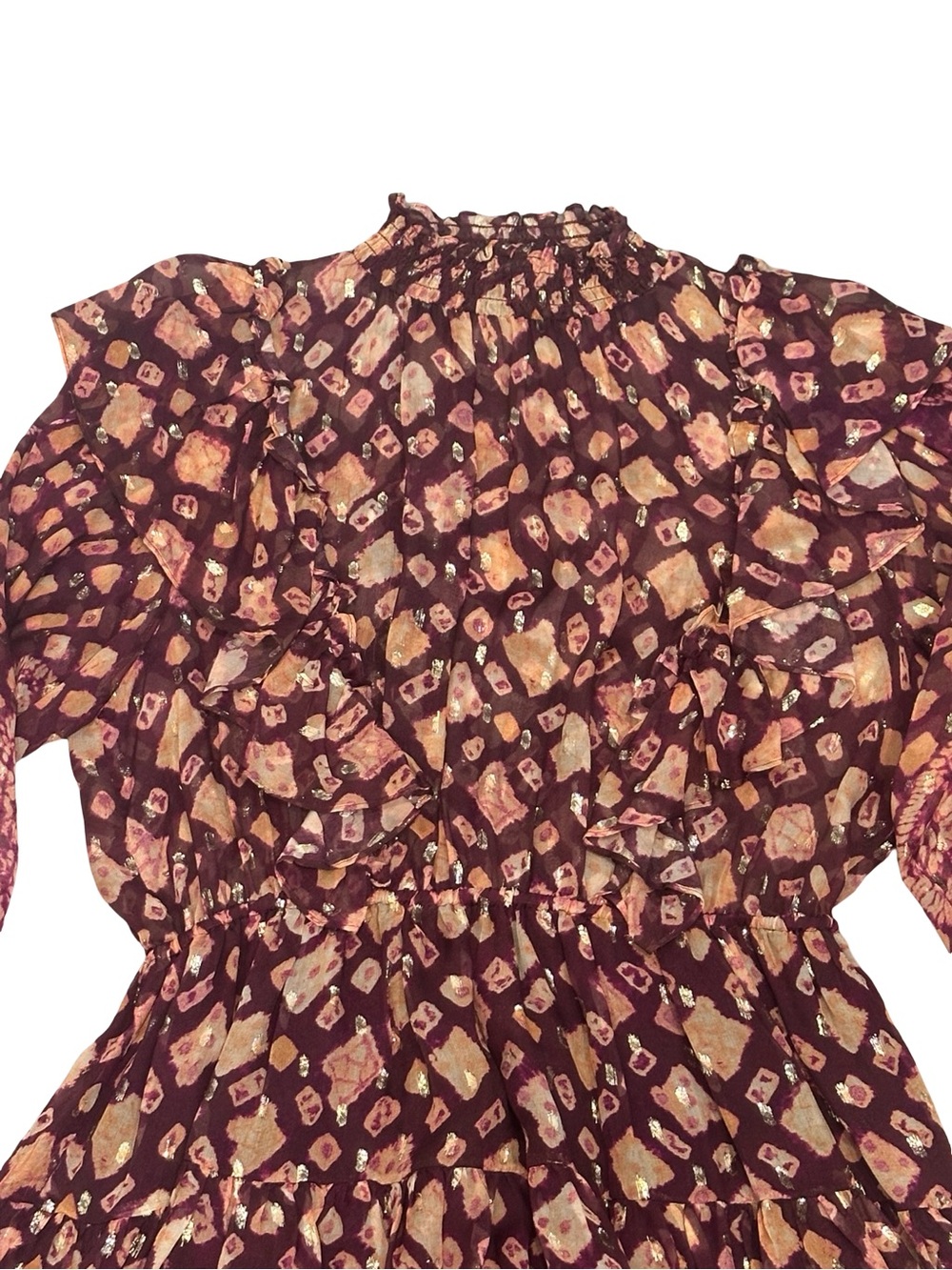 EUC Ulla Johnson Women’s Size 10 Silk “Vienne” Long-Sleeve Smocked Dress - Picture 3 of 4